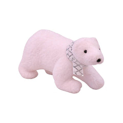 Pink Polar Bear Christmas Decoration with Sequin Scarf | AL-X06A07-1