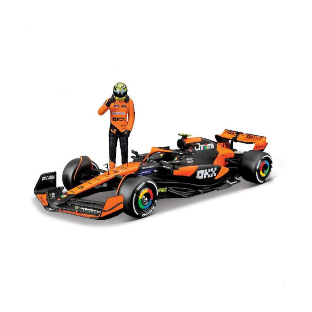 Bburago McLaren MCL38 #4 Lando Norris 2024 1:24 Die-Cast Model Car with Driver Figurine | 18-28040N