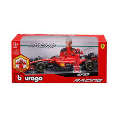 Bburago Ferrari SF-23 #16 Charles Leclerc 1:24 Die-Cast Model Car with Driver Figurine | 18-26809L