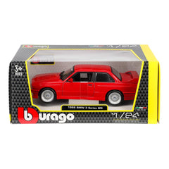 Bburago BMW M3 E30 1988 1:24 Die-Cast Model Car - Red | 18-21100R