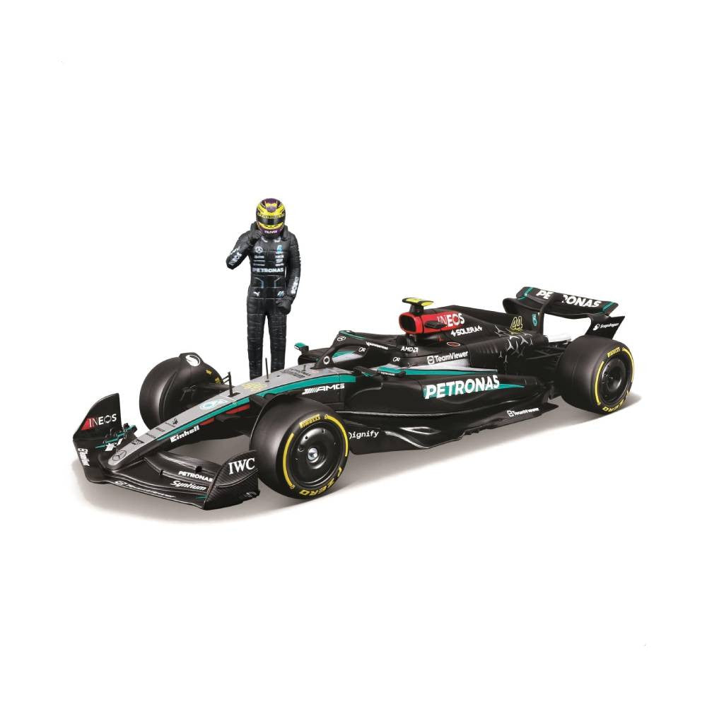 Bburago Mercedes-AMG F1 W15 #44 Lewis Hamilton 2024 1:24 Die-Cast Model Car with Driver Figurine | 18-28069H