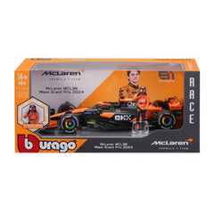 Bburago McLaren MCL38 #81 Oscar Piastri 2024 1:24 Die-Cast Model Car with Driver Figurine | 18-28040P