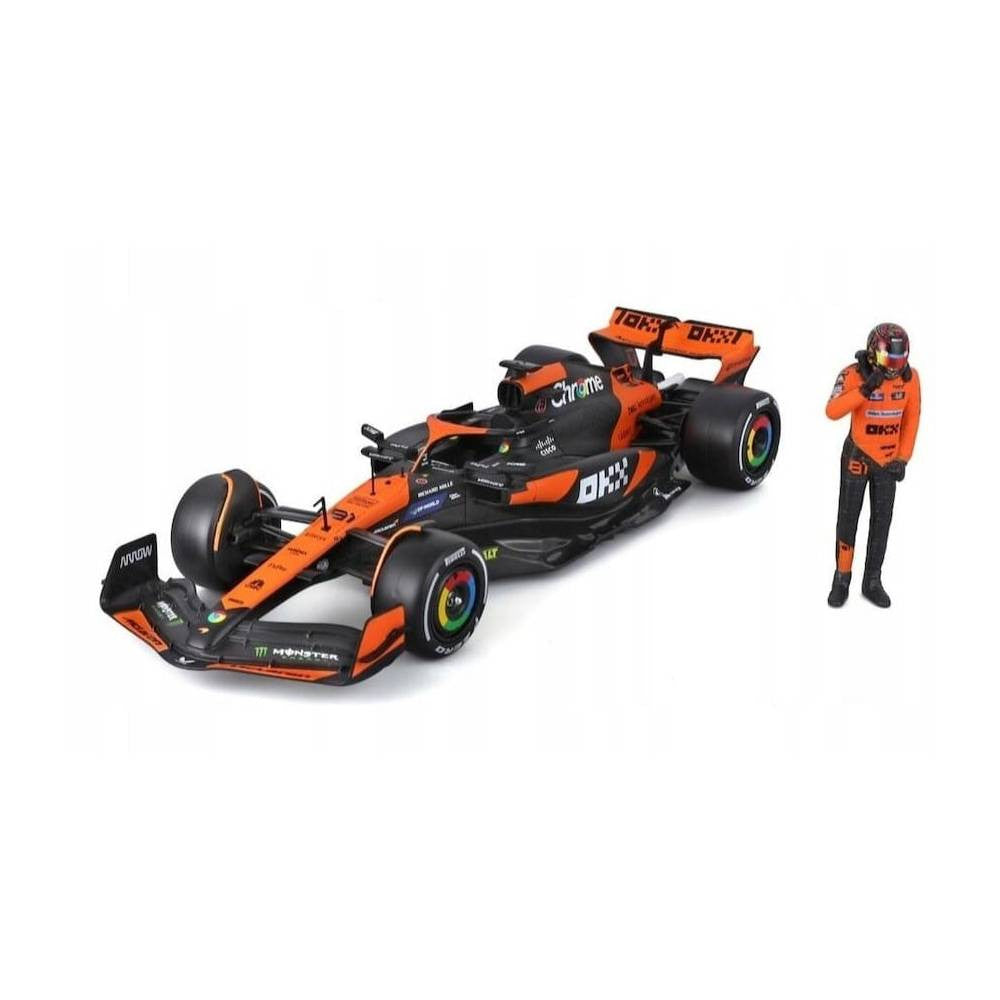 Bburago McLaren MCL38 #81 Oscar Piastri 2024 1:24 Die-Cast Model Car with Driver Figurine | 18-28040P