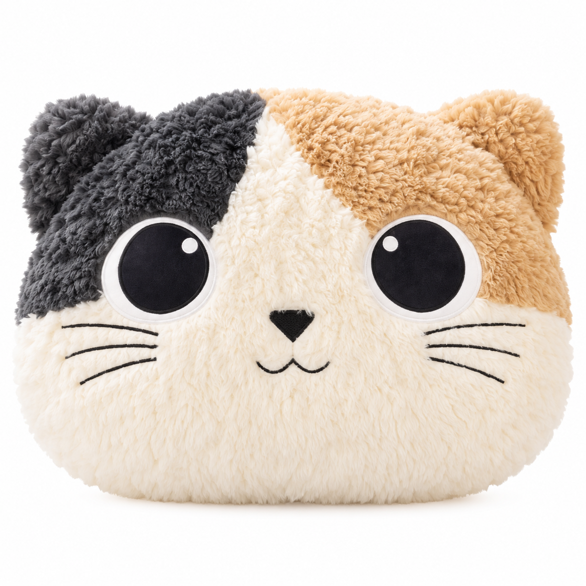 Cute Cat Plush Pillow with Blanket - Cream & Gray | Z311