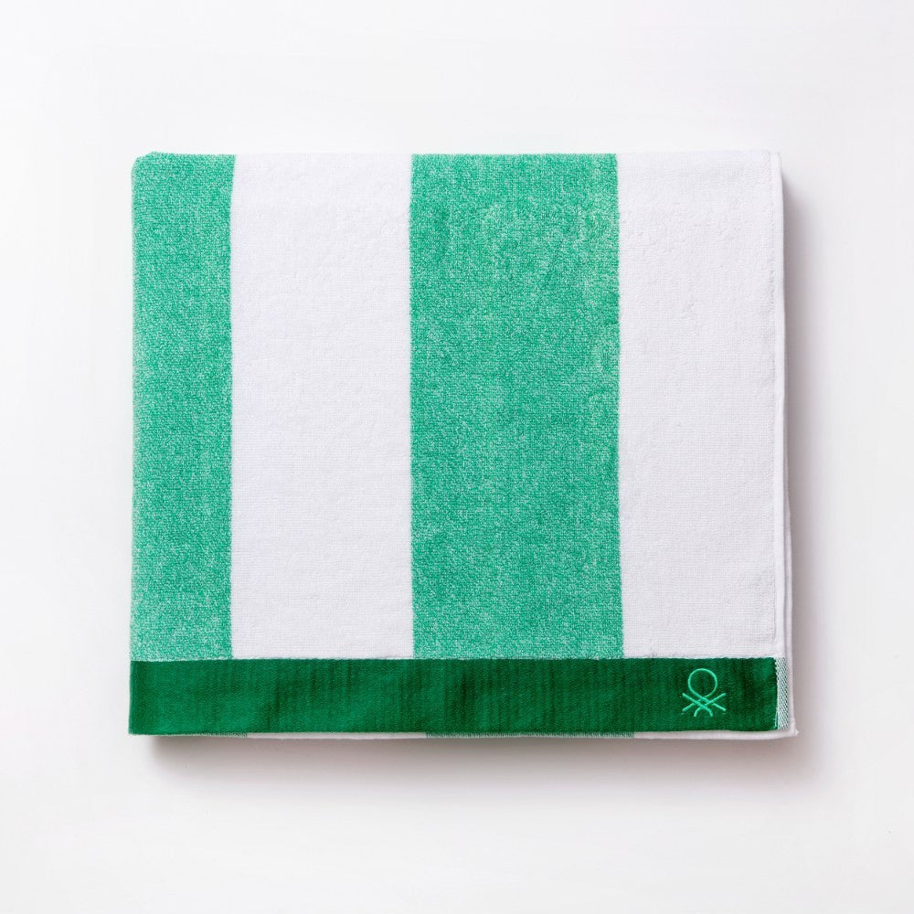 Benetton Home, Rainbow Beach Towel 100% Terry Cotton Green Rainbow Be | BE-0201
