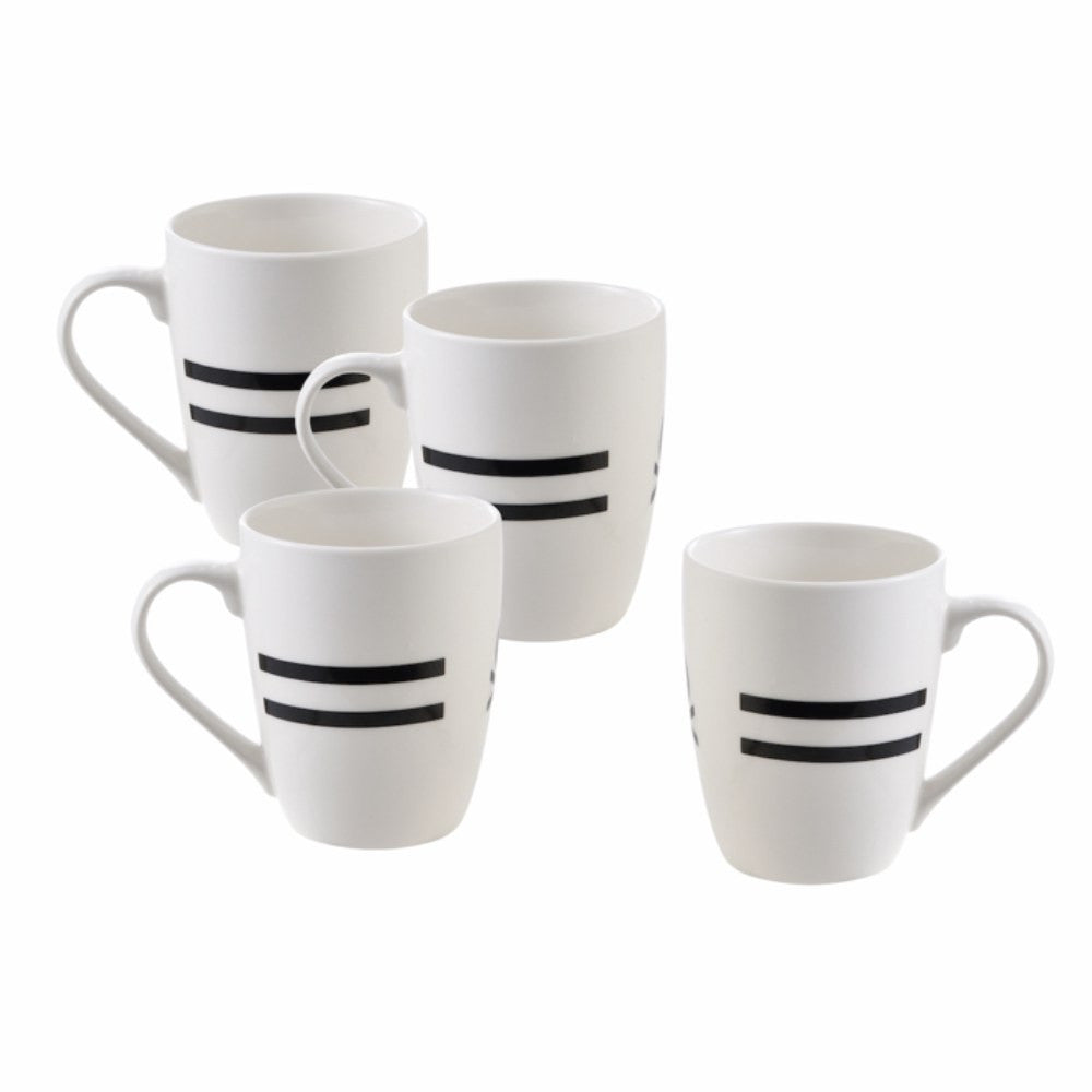 Benetton Home Set 4Pc Mug 360ML New Bone China W/ Logo Black &White Be |  BE-0258