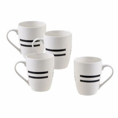 Benetton Set 4Pc Mug 360ML New Bone China W/ Logo Black &White Be |  BE-0258