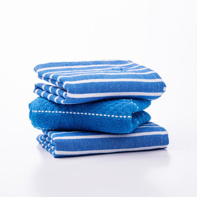 Benetton Home, Set 3Pcs Kitchen Towel & Napkin (Terry Towel + Napkin 50x70cm (X2)) 100& Cotton Blue Rainbow Be |  BE-0856