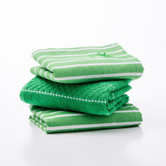 Benetton Home, Set 3Pcs Kitchen Towel & Napkin (Terry Towel + Napkin 50x70cm (X2)) 100% Cotton Green Rainbow Be |  BE-0857
