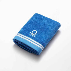 Benetton Home, Hand Towel 50x90cm 450Gms 100% Cotton Blue W/ Stripes Rainbow Be | BE-1484