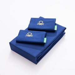 Benetton Double Sheet 4Pc Set: Flat Sheet (180x290cm W/Simple Hem 5cm) + Fitted Sheet (120x200 + 25cm Flap) | BE-2092