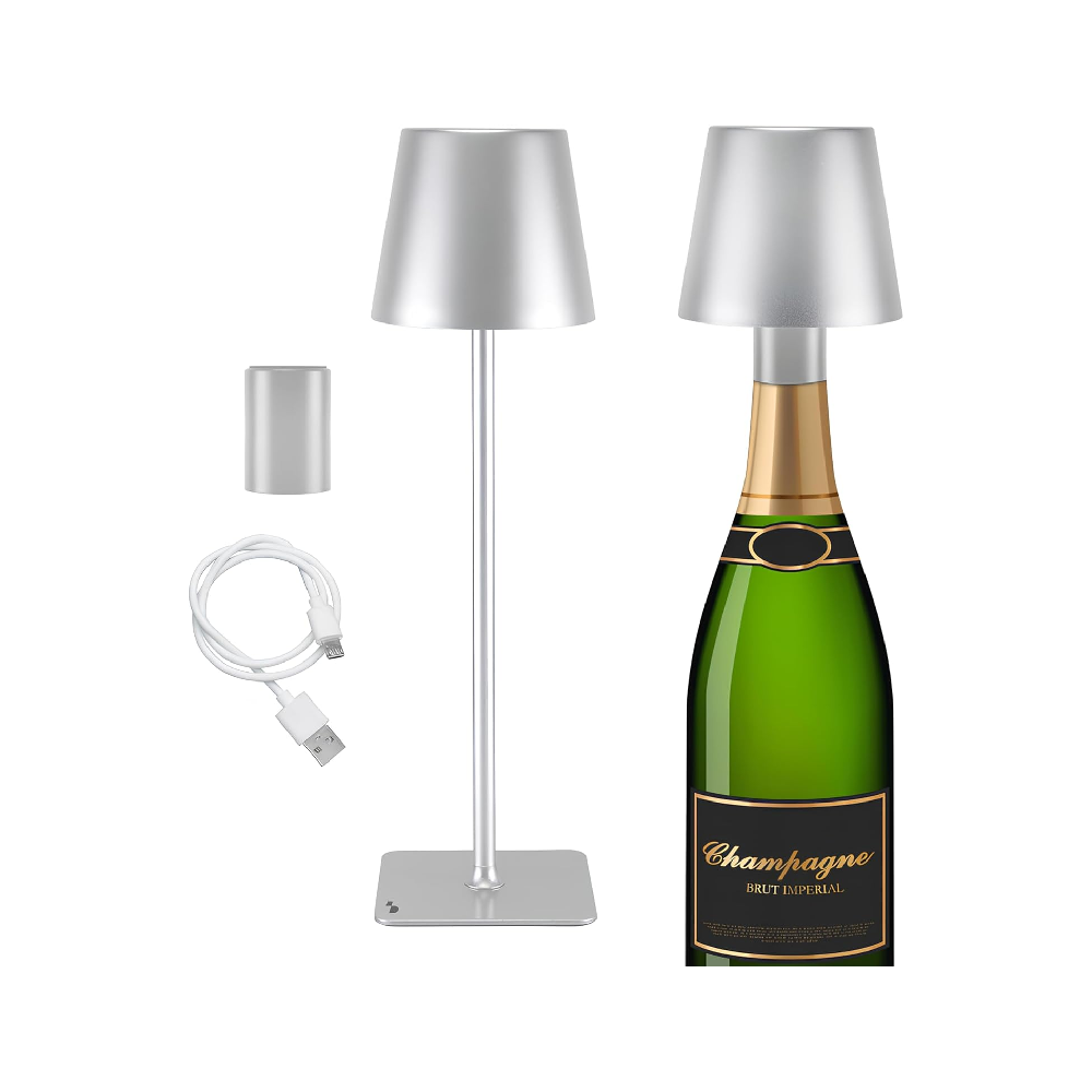 Beper 2-in-1 Wireless Table Lamp - Desk Touch Lamp - Silver  | P201UTP117