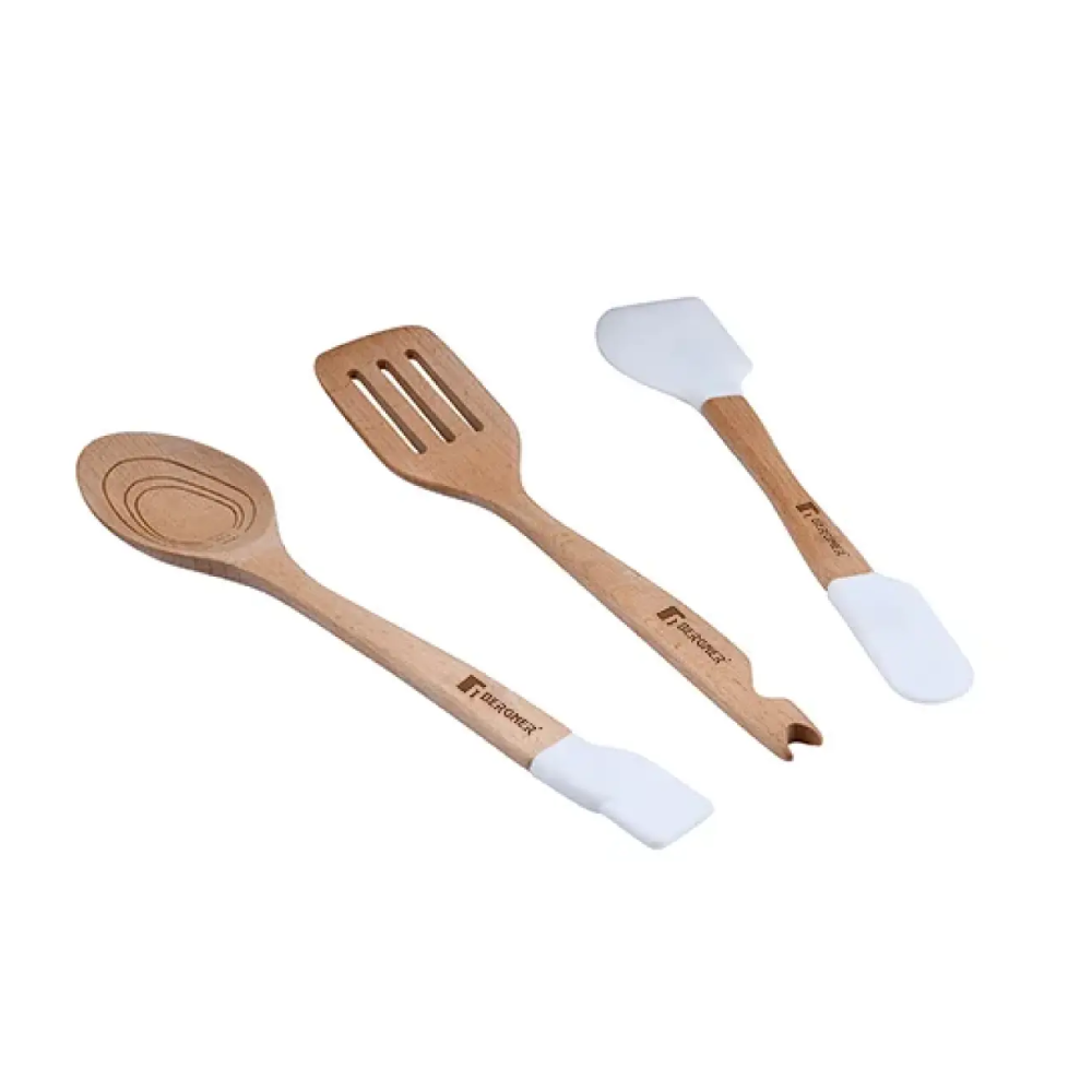 Bergner Set Of 3 Naturally Beech Wood Utensils | BG-43050-WH