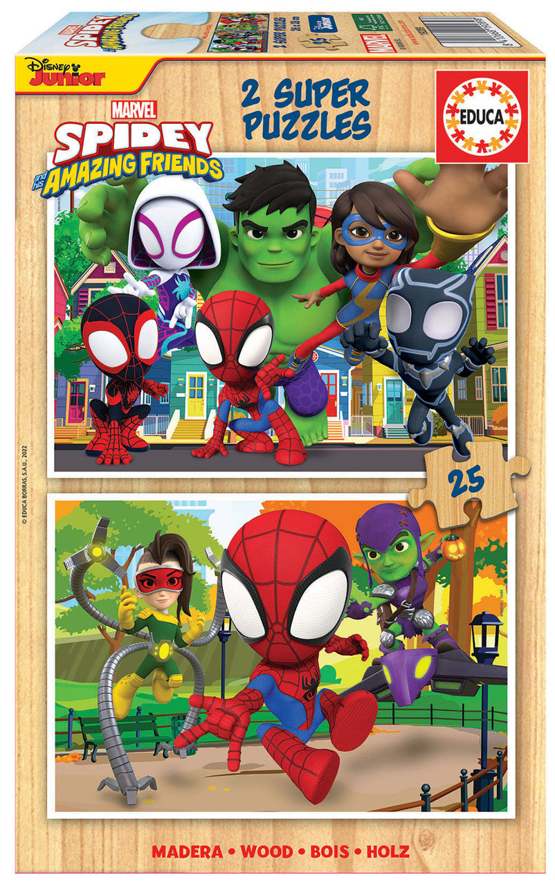 Educa Spidey & Amazing Friends - 2 ألغاز خشبية رائعة 25 قطعة | 19289