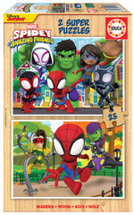 Educa Spidey & Amazing Friends - 2 Wooden Super Puzzles 25 pcs | 19289