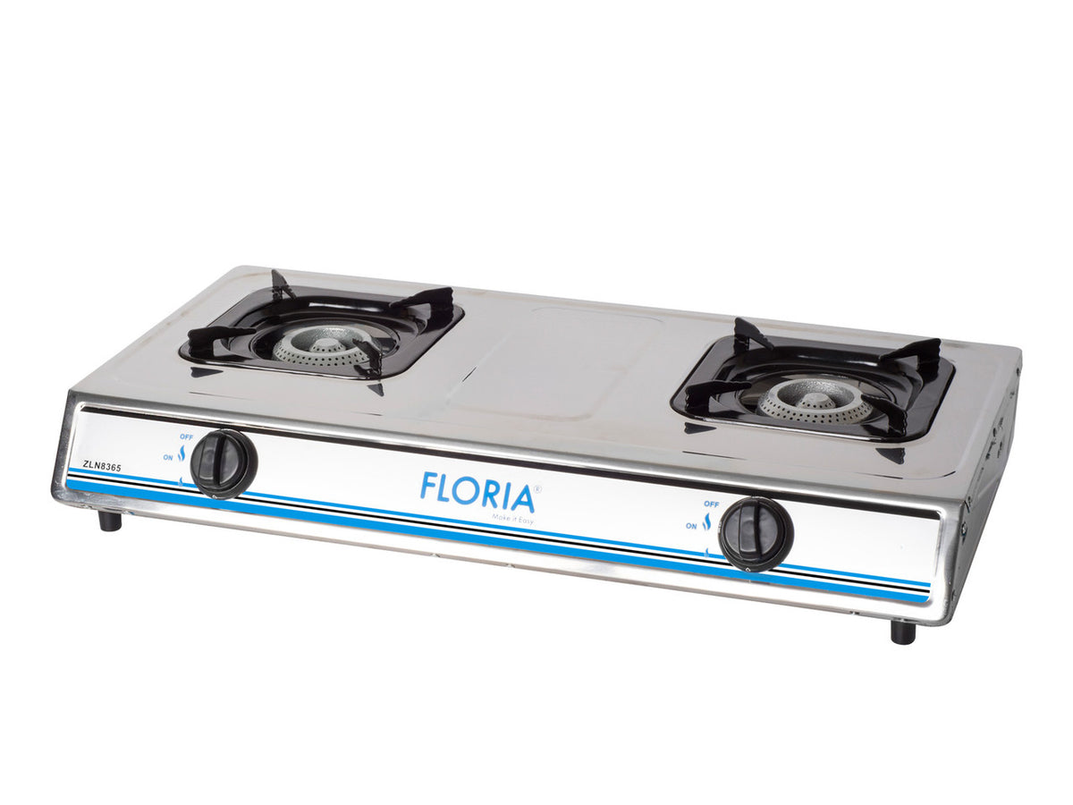 Zilan Floria 2-Burner LPG Gas Cooker with Piezo Ignition - Stainless Steel | ZLN8365