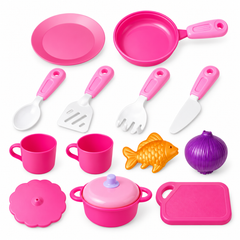 Pretty Girl Kids Plastic Cooking Set with Utensils & Accessories | YY-101
