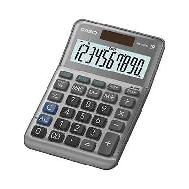 Casio 10-Digits Digital Mini Desktop Calculator - Grey | MS-100FM-W-DP