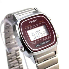 Casio Vintage Digital Women Metal Watch - Burgundy / Silver | LA670WA-4DF