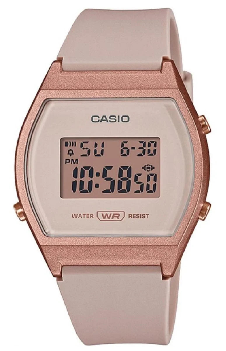 Casio LW-204-4ADF Digital Watch - Rose Gold Case - Beige Resin Strap | LW-204-4ADF
