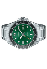 Casio Men 3H Watch - Silver / Green | MDV-107D-3A2VDF