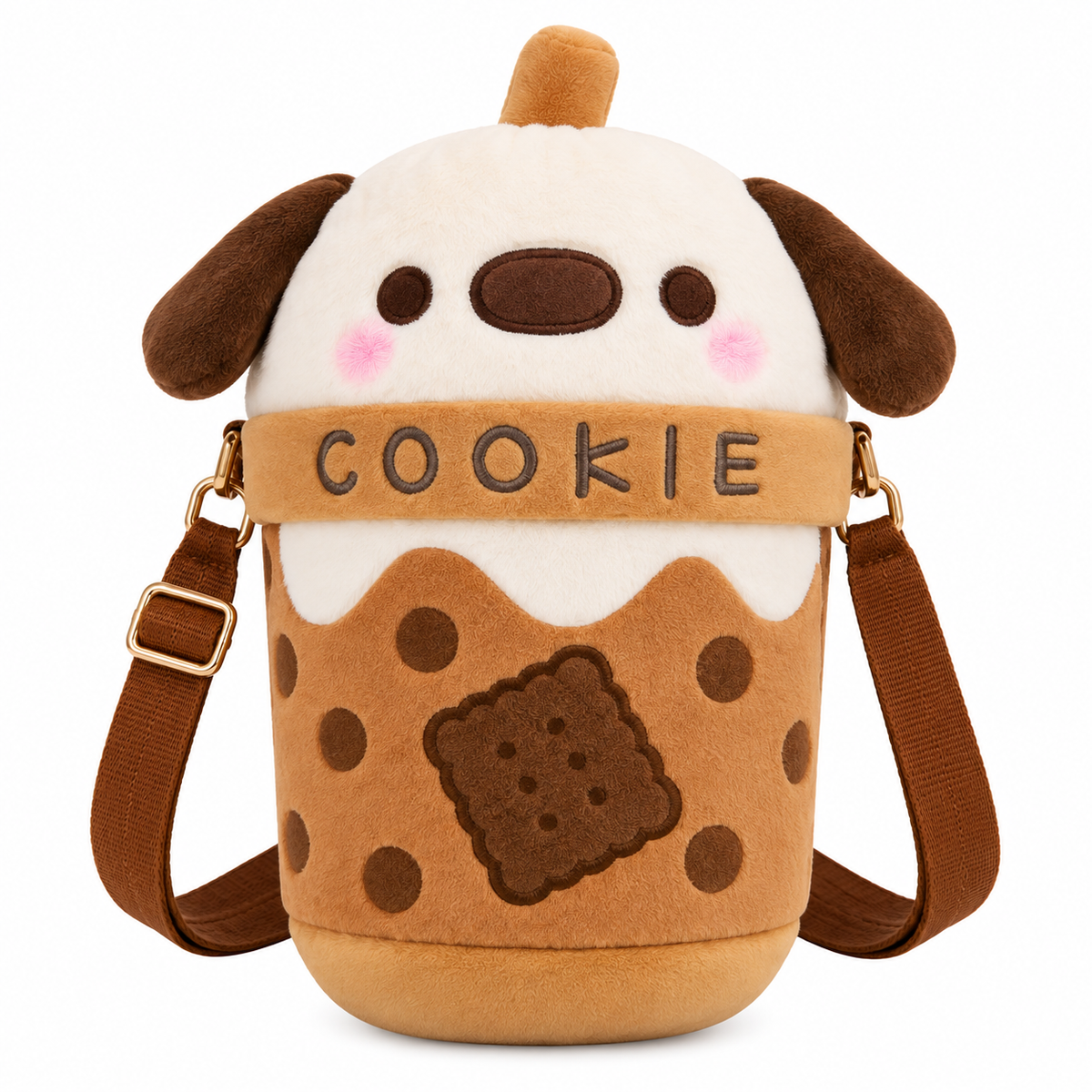 Cute Cookie Puppy Plush Crossbody Bag - Brown | Z1184