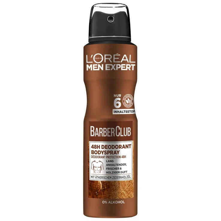 L'Oréal Men Expert Barber Club Deodorant Spray 150ml - 48H Freshness with Woody Scent