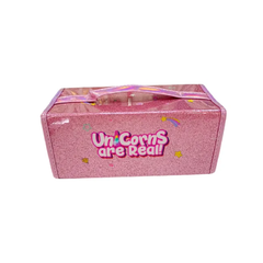Unicorn Foldable Pencil Case - Glitter Pink