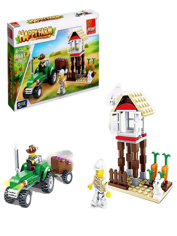 Happy Farm Tractor & Farm Tower Building Blocks Set | 0687-1