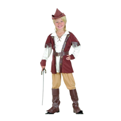 Robin Hood Costume (Shirt, Trousers, Belt, Hat, Boot Tops) - Small Size (110-120cm) | 881142