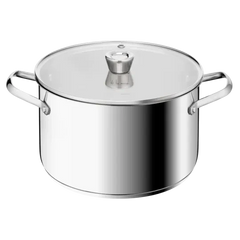 Tefal Emotion+ XL Stainless Steel Pot with Glass Lid 26cm | E3366355