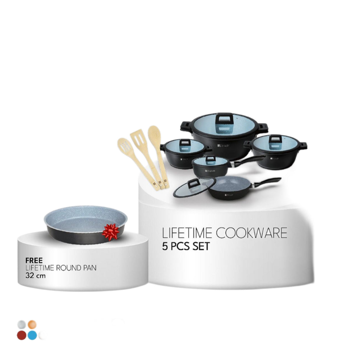 Dorsch Lifetime Cookware 5 Pcs Set + FREE Lifetime Round Pan 32 cm