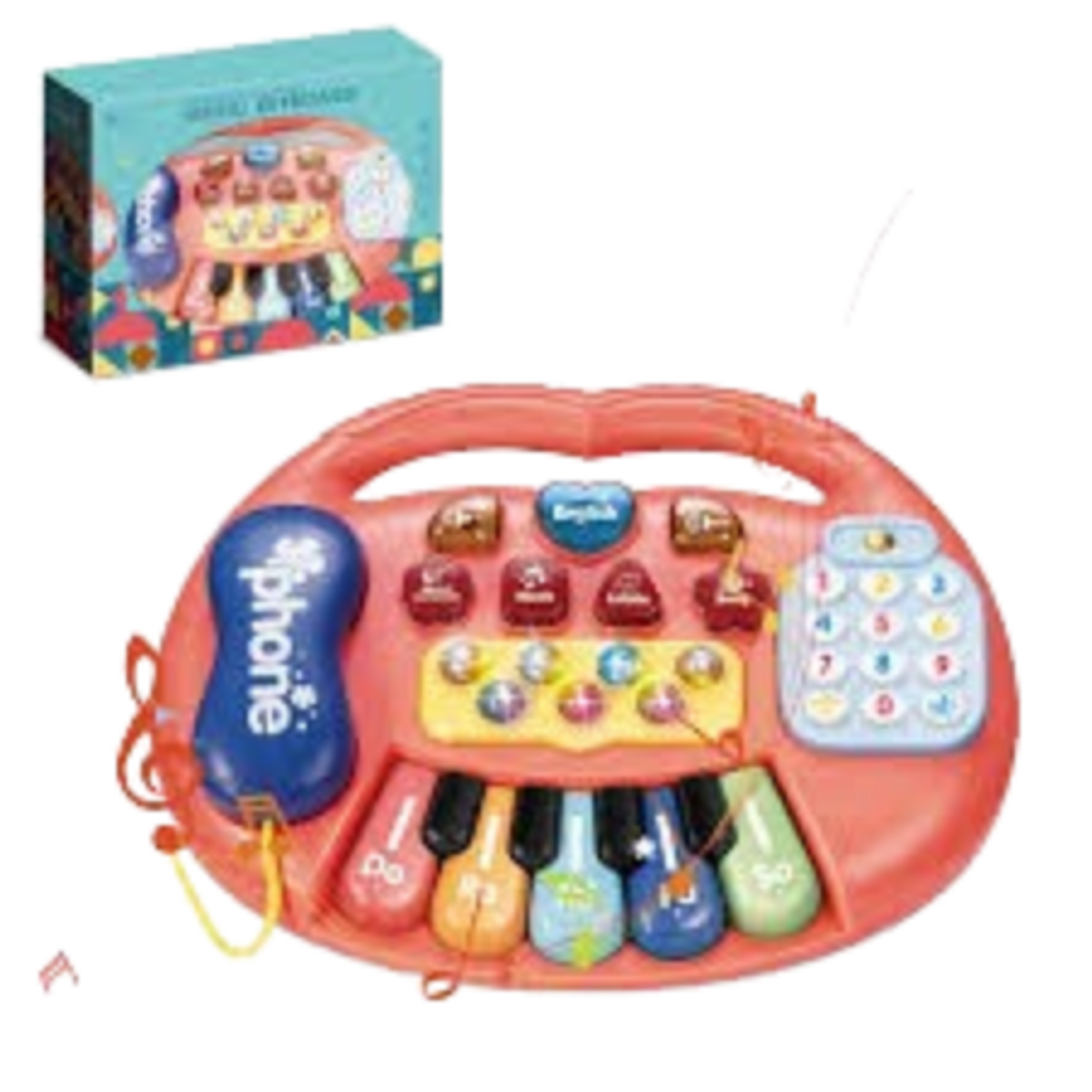 Kids Music Keyboard Toy - Educational Light-Up Piano with Phone & Functions (Red) | CY-7071B
