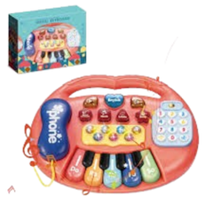Kids Music Keyboard Toy - Educational Light-Up Piano with Phone & Functions (Red) | CY-7071B