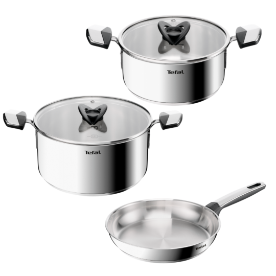 Tefal Emotion+ 5-Piece Cookware Set - Stewpots 20/24cm + Lids & Frypan 24cm | E328S355