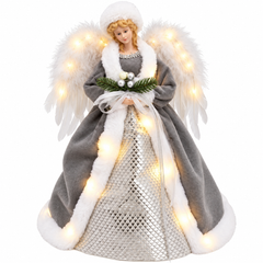 Light-Up Silver Christmas Angel Tree Topper | ck9184-an01s