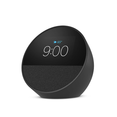Amazon Echo Spot (newest model), Great for nightstands, offices and kitchens, Smart alarm clock with Alexa, Black