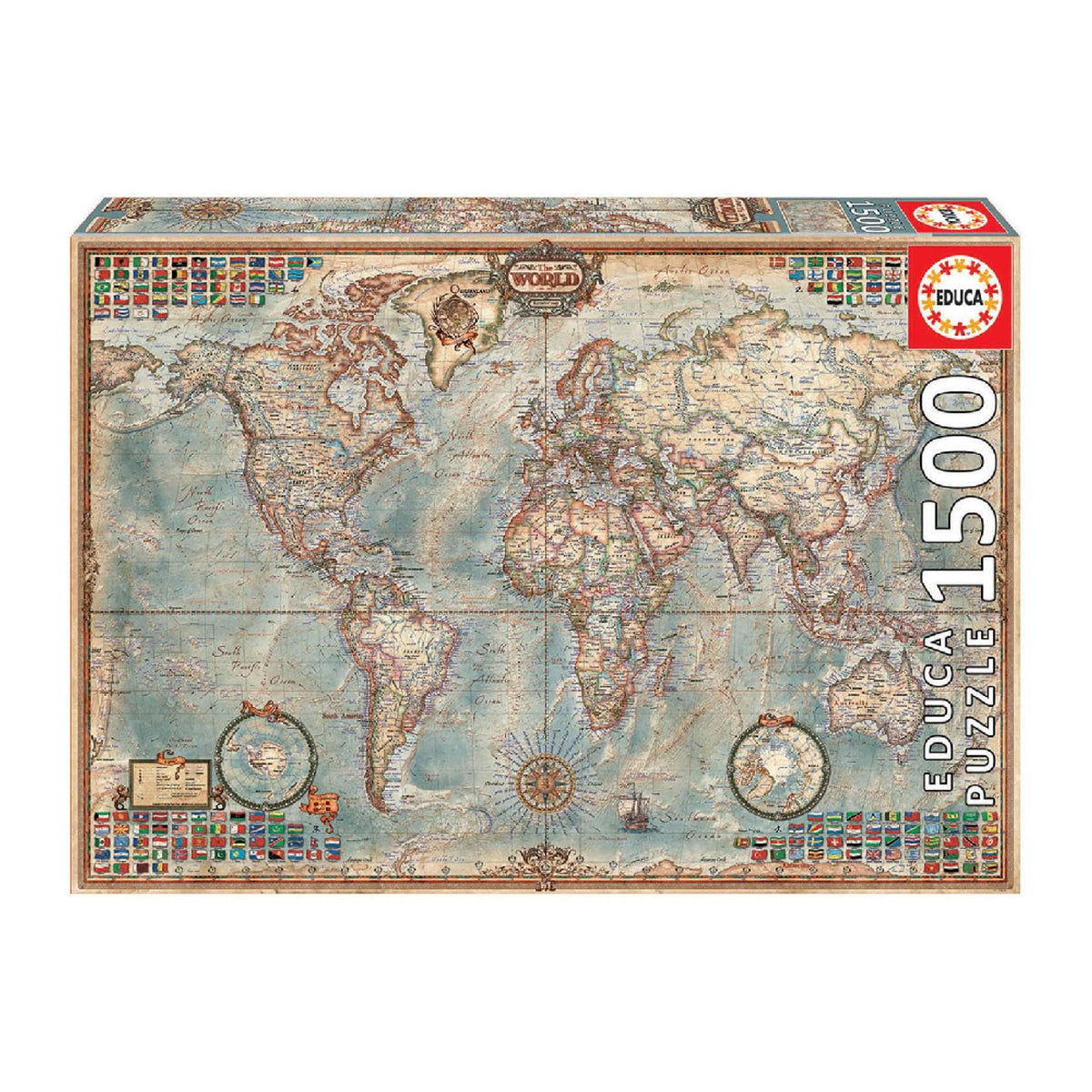 Educa Antique World Map Puzzle – 1500 Pieces | 16005