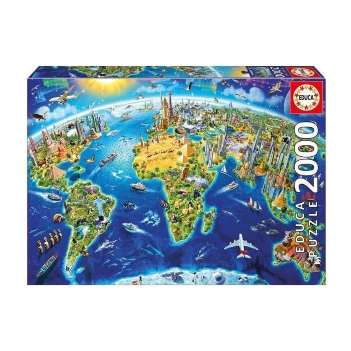 Educa World Landmarks Map Puzzle – 2000 Pieces | 17129