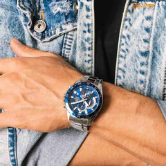 Casio Edifice Men Chronograph Watch - Silver Blue | EFV-550D-2AVUDF