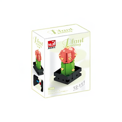 MJI, Creative LEGO-style construction sets, Mini Puzzle Bricks Desktop Succulents Potted Plant Building Blocks- 111 PCs - Pink/Green | MJI-13008