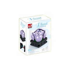 MJI, Creative LEGO-style construction sets, Mini Puzzle Bricks Desktop Succulents Potted Plant Building Blocks - 77Pcs - Purple | MJI-13008