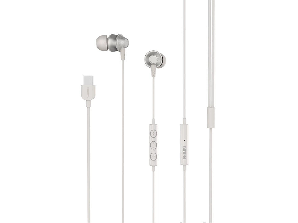 Philips Wired USB-C Earbuds with Microphone - White | TAE1120