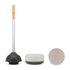 Full Circle Royal Plunge - Bathroom Toilet Plunger with Ceramic Holder | FC18145W