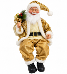 Christmas Light-Up Sitting Santa Claus Decoration Gold | CK9183-28G-S
