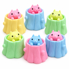Pop-Up Animal Tree Stump Squishy Toy