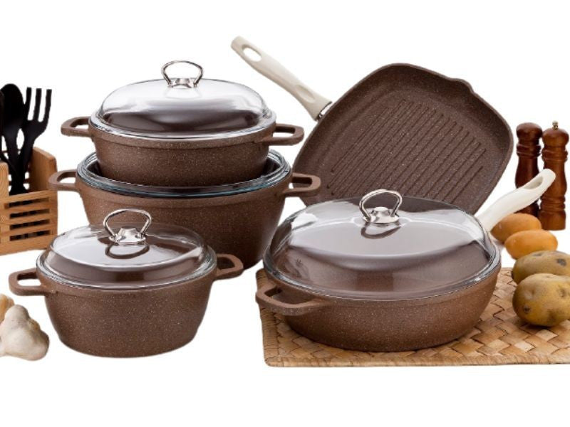 Falez Silico -Cast Brown Premium Set Of 9 Pcs | HUR-A-15027