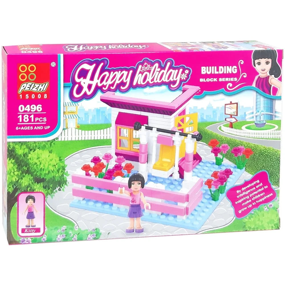 Happy Holiday Flower House Building Block Set | 0496