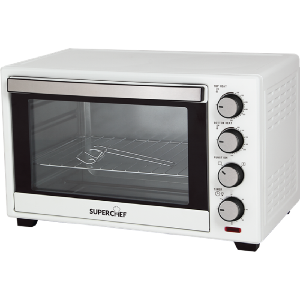 Super Chef Electric Oven 48L Double Glass W/Fan White | AJK48A02-MLTW