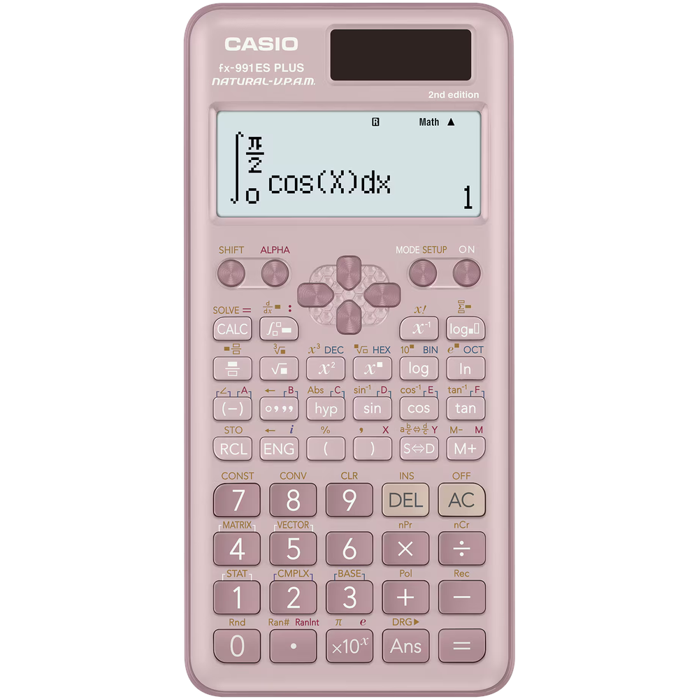 Casio FX-991ES PLUS 2nd Edition Scientific Calculator - Pink - 417 Functions - Dual Power | FX-991ES PLUS-2PK
